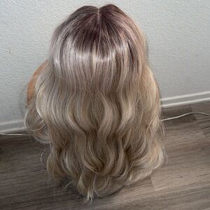 Lace Part Cool Blonde Wig with Natural Dark Root- 20”